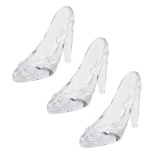 3X Cristal Chaussures Verre Cadeau D'Anniversaire Décor À la Maison Cendrillon Chaussures À Talons Hauts Chaussures de Mariage Figurines Miniatures