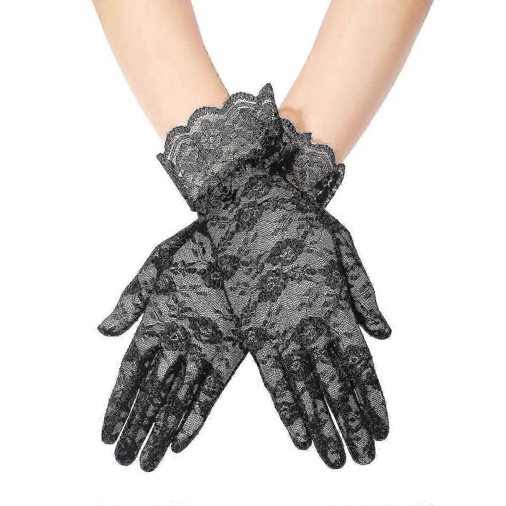 Womens Glove Lace Driving Gloves Short Lace Gloves Black Gloves Women Lace Gloves Girls Lace Gloves Women-image