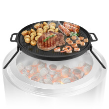 Onlyfire Cast Iron Griddle Plate Grill Top for Solo Stove Bonfire 19.5"& Yukon 27" Fire Pit, ?45cm Round Grill Pan Camping Fire Pit Accessory with Det