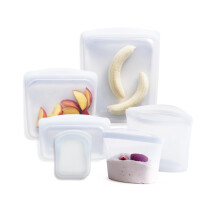 Stasher Reusable Food Storage Bags Premium Silicone Transparent Multipurpose Food Storage Bags Lunch Bag Travel Containers BPA Free Leak Proof
