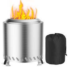 Fillis Outdoor Fire Pit, Smokeless Fire Pit, 22 x 22 x 26 cm, Stainless Steel Fire Barrel, Fire Basket, Mini Table Fireplace with Storage Bag, Balcony