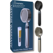 MyHalos? Shower Filter for Hard Water UK - High Pressure Filter Shower Head Set (no Hose) to Reduce Chlorine, Water Softener - Easy to Install Power F