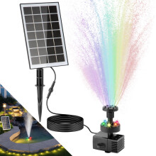 LESOLEIL solar Water fountain pump with 2000mAh Battery, 3.5W Solar Powered Fountain Pump Kit with LED lights, 8 nozzles, for bird bath, backyard, gar