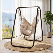Hammock Chair with Stand, Heavy-Duty Swing Hanging Chair, Durable Hammock Swing Chair, Easy to Assemble, for Porch, Garden, Patio, Yard