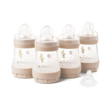 MAM Easy Start Anti-Colic Baby Bottles | 4 Pack (4x 160ml) | Self-Sterilising Baby Milk Bottle | Slow Flow MAM Teats Size 1 + 1x Medium Flow Teat Size