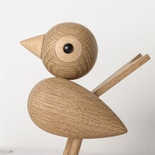 Nordic Style Oak Sparrow Figurine Wooden Dolls Lovely Nature Teak Wood Bird Figures Ornament Home Decor Shelf Decoration
