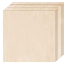 Basswood-Skivor 12-Pack, 12x12x1/8 Tums Plywoodskivor, 3 mm Basträ för Laserskärning, Lasergravyrämnen, Ritning