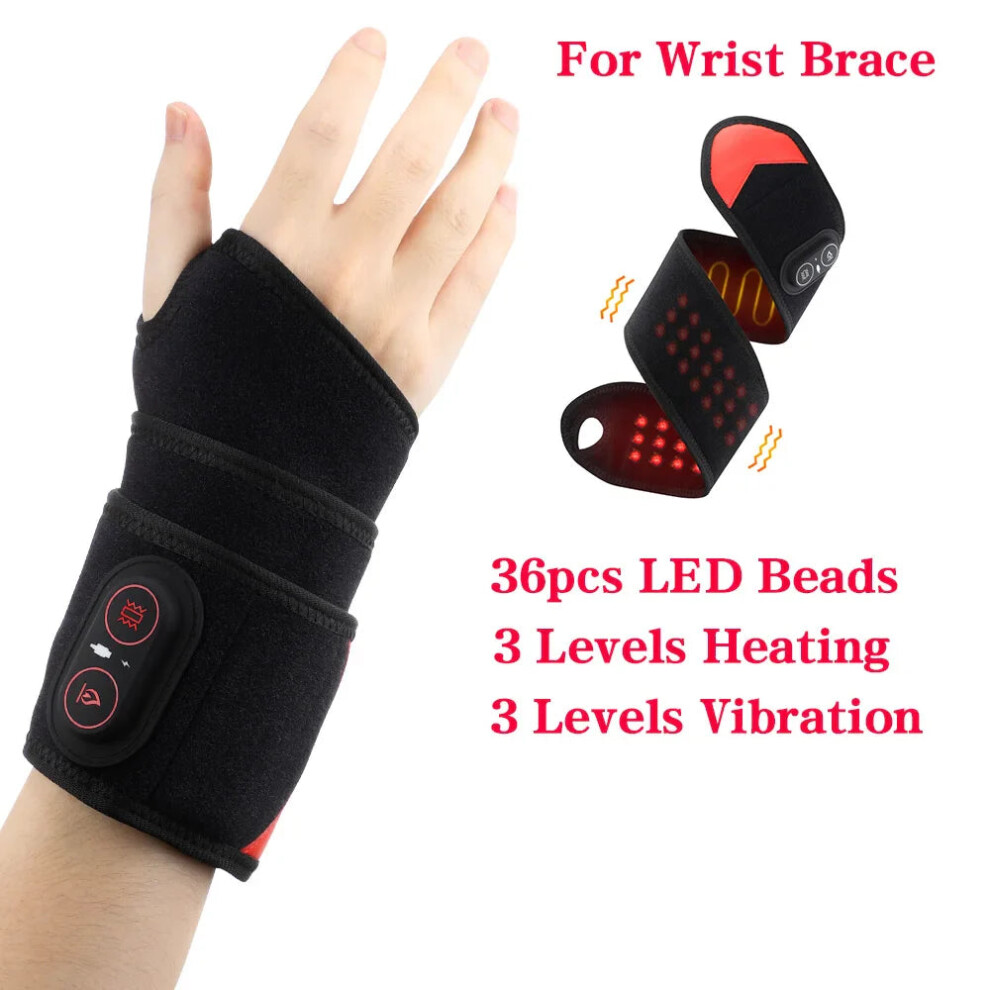 Greenzech Red/Light 36 Led Therapy Wrist Wrap, Cordless Heated Vibration Massager For Carpal Tunnel, Arthritis & Joint Pain Relief