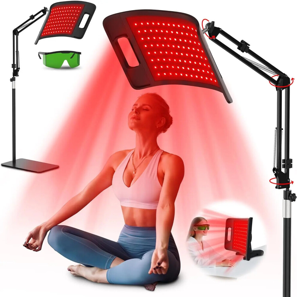 Greenzech Red/Light 104 Leds Therapy Lamp With Floor & Desktop Stands, 660Nm 850Nm Infra Device For Face & Full Body Relief