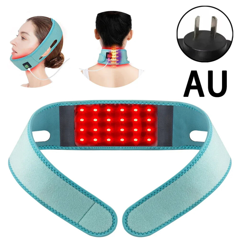 Greenzech Green/Red/Light (, Au) 72 Leds Therapy Neck Wrap, 660Nm 850Nm Infra Chin Lifting Belt For Skin Firming & Neck Pain Relief