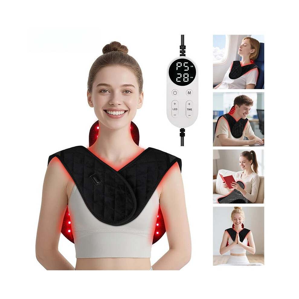 Greenzech Red/Light (Uk) Therapy Neck & Shoulder Wrap, 660Nm 850Nm Infra Shoulder Pad With 5 Heat Levels For Muscle & Joint Pain Relief