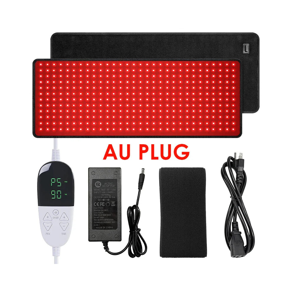 Greenzech Red/Light (Au-Plug) 360 Leds Therapy Pad, 660Nm 850Nm Infra Mat With 10Hz 40Hz Pulse For Back Waist Shoulder Muscle Pain Relief