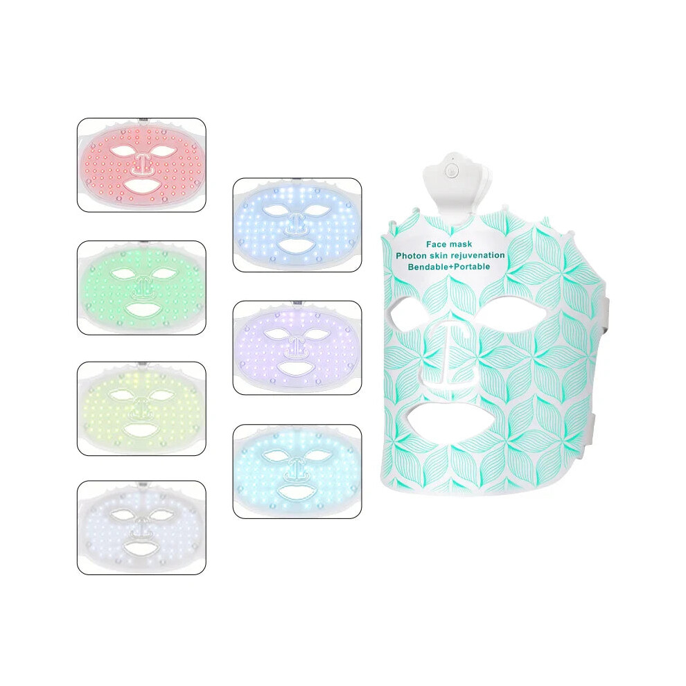 Greenzech Green/Red/Light ( 7 Colors) 4 Colors Silicone Led Face Mask Led Photon Infra Therapy Flexible Facial Mask Repair Skin Brighten Skin Tone