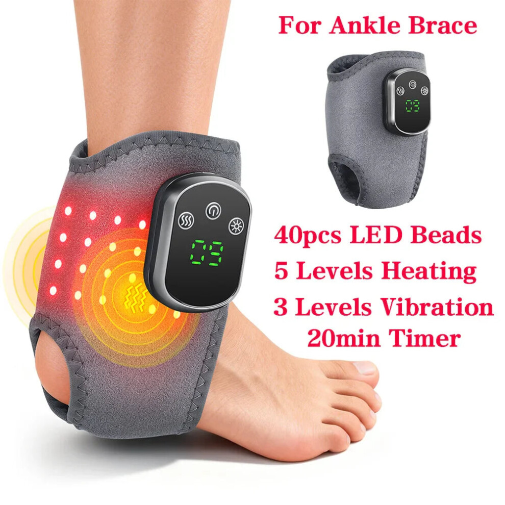 Greenzech Red/Light Cordless Therapy Ankle Massager, 40 Triple-Core 660Nm Led Heat Wrap With Vibration For Ankle Pain Relief