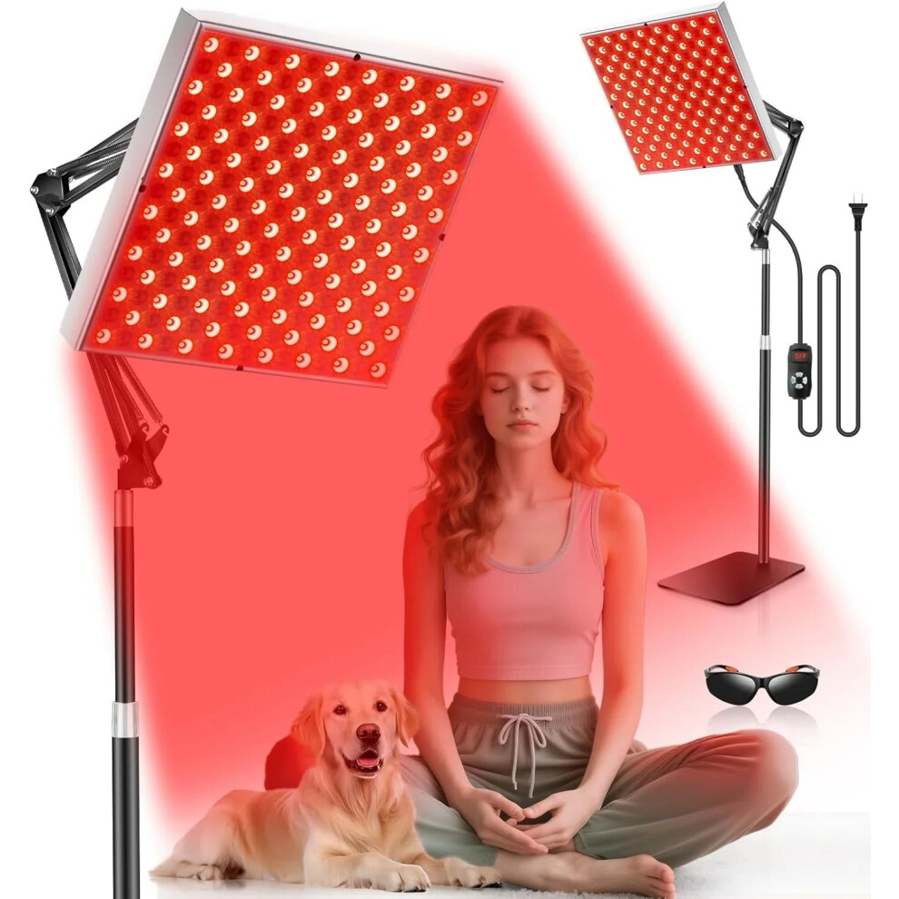 Greenzech Red/Light (Eu) Upgraded 225 Leds Therapy Panel, 660Nm 850Nm Infra Lamp With Stand For Face & Body Pain Relief