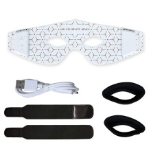(White) Red Light Therapy Eye Mask (630NM 850NM LED) - 5 Modes Massager for Eye Bags, Dark Circles, Puffiness & Fine Lines