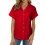 Women's short-sleeved polo shirt, button-down collar,-Red S 1