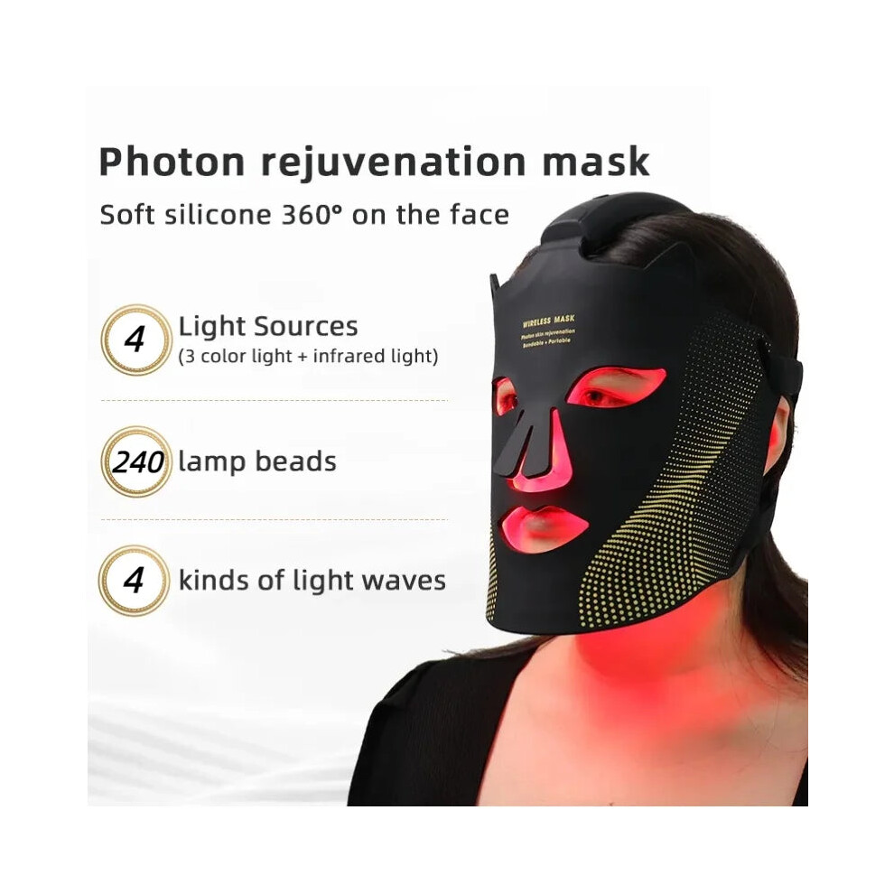 Greenzech Red/Light Led Cat-Ear Therapy Face Mask - Anti-Aging & Acne Treatment - Portable Photon Facial Skin Rejuvenation Tool