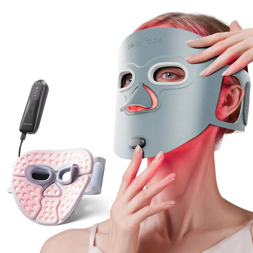 Greenzech Blue/Gray/Red ( ) Wireless Light Therapy Mask - 850Nm Near-Infra & 4-Color Led Face Mask - 3000Mah Rechargeable 3D Beauty Device