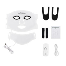 (White) 7-Color Wireless Silicone LED Mask for Face & Neck - 309 Light Beams Red Light Therapy for Anti-Aging