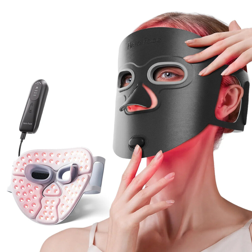 Greenzech Black/Red/Light () Wireless Therapy Mask - 850Nm Near-Infra & 4-Color Led Face Mask - 3000Mah Rechargeable 3D Beauty Device