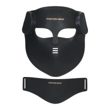 (Mask and Neck / Black) Portable 8-Color LED & Red Light Infrared Therapy Silicone Face Mask - Anti-Aging, Acne & Wrinkle Reduction for Facial Care