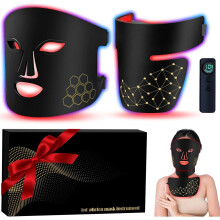 (White) Rechargeable Red & Near Infrared LED Light Therapy Face & Neck Mask - 4 Modes for Anti-Aging, Skin Tightening & Rejuvenation