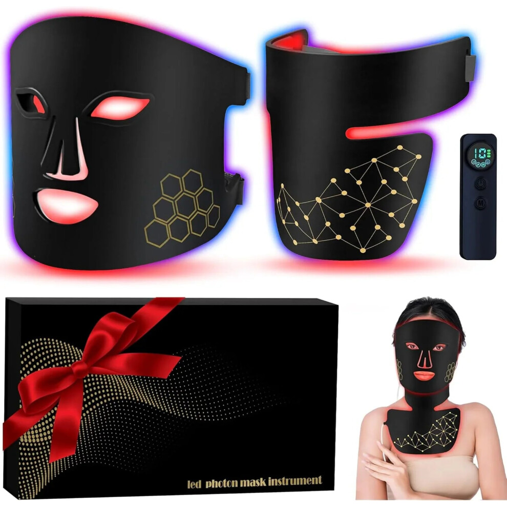 Greenzech White/Red/Light () Rechargeable & Near Infra Led Therapy Face & Neck Mask - 4 Modes For Anti-Aging, Skin Tightening & Rejuvenation