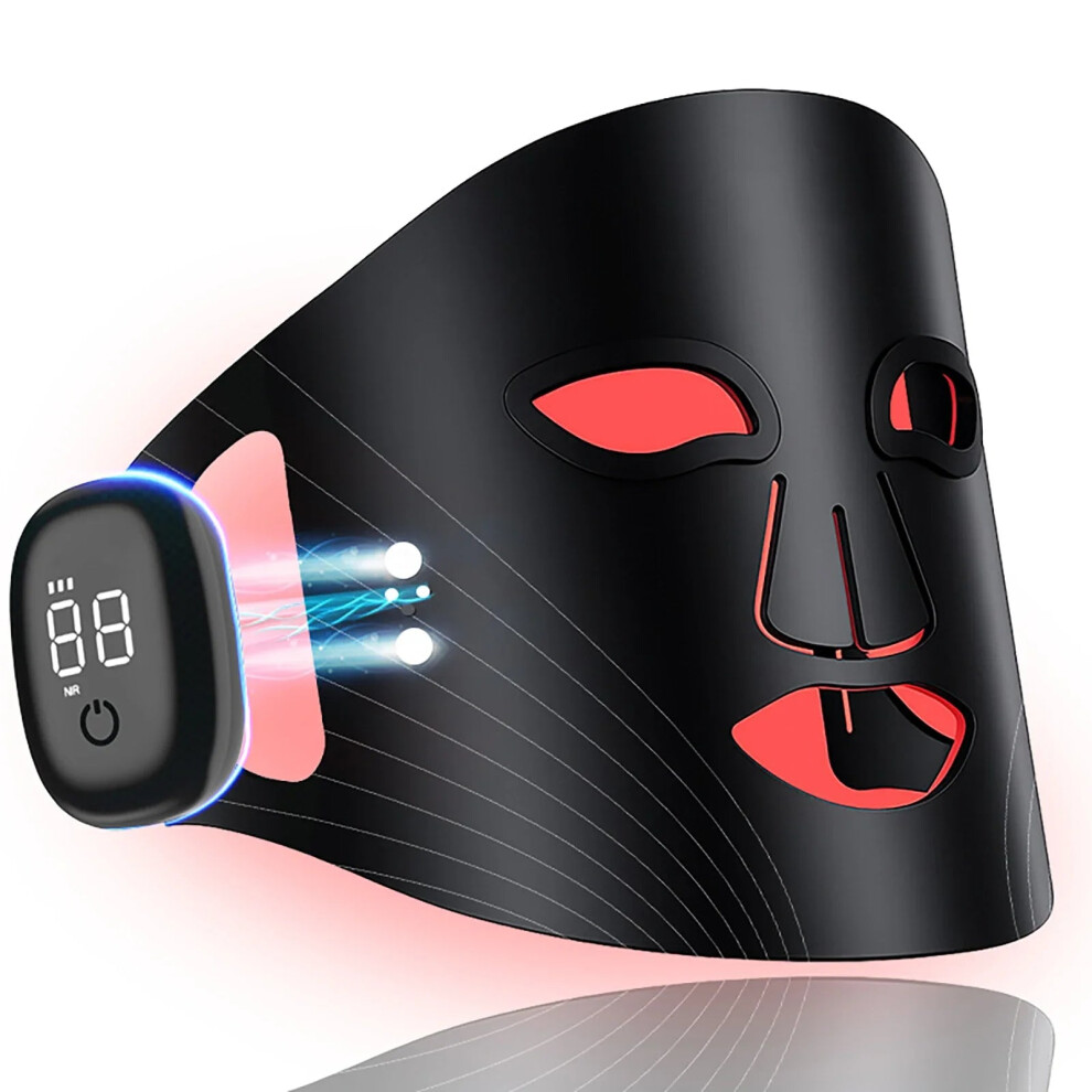Greenzech Red/Light Wireless Led Therapy Face Mask - Infra, Blue & Yellow - 72 Leds, Rechargeable For Anti-Aging & Balanced Skin