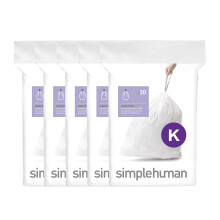 simplehuman Code K 100 Liners, 50% Recycled Custom Fit Bin Bags in