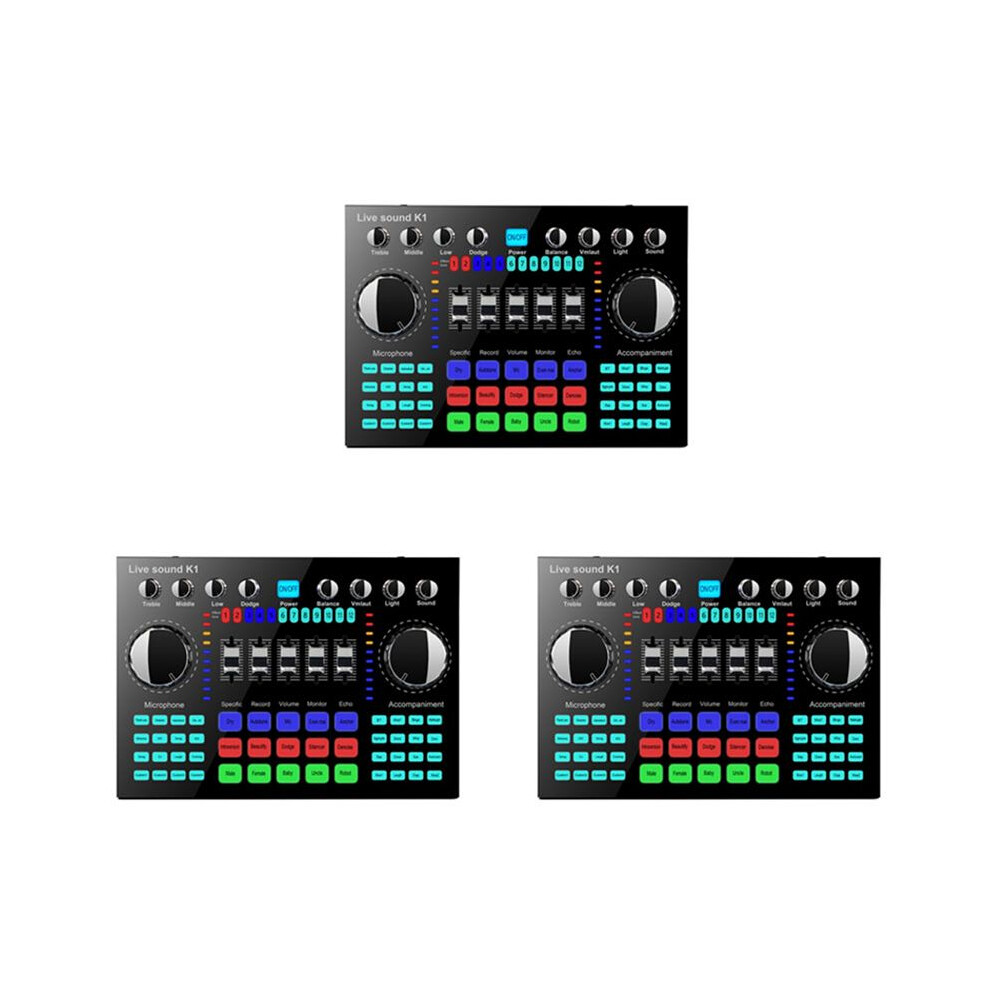 3X K1 Computer Phone Voice Changer Hifi Live Sound Card Mixer Board Streaming Audio 5.0 Universal 6033393039429