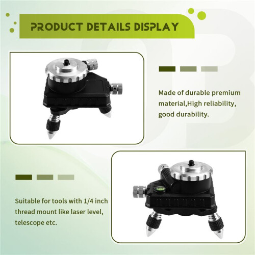 Adjustable Rotation Laser Level Metal Tripod Bracket 360 Rotation Base for 1/4inch Interface