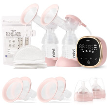 NCVI Double Electric Breast Pump 8782, Portable Anti-Backflow, with 4 Size Flanges, 4 Modes & 9 Levels, LED Display, 10 Breastmilk Storage Bags, Ultra