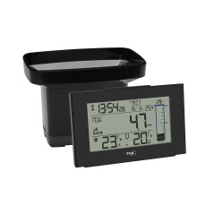 TFA Dostmann Splash 47.3006.01 Digital Wireless Rain Gauge for Garden Rain Gauge Wireless with Self-Draining Black