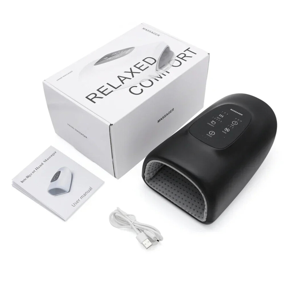 Greenzech Black (Black) Wireless Electric Hand Massager With Air Compression, Hot Compress For Arthritis And Muscle Relaxation