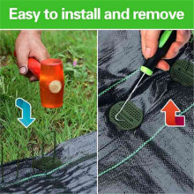 50pcs Green Artificial Turf Stakes Staples + 50pcs Buffer Washer, Landscape Staples, Galvanized Lawn Spikes