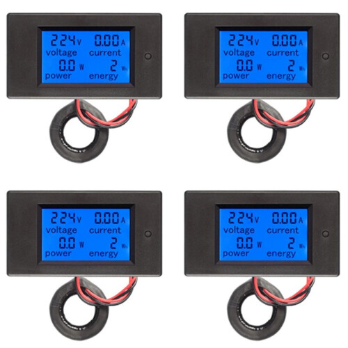 4X AC 80-260V 100A PZEM-061 LCD Display Digital Current Voltage Power  Ammeter Voltmeter with Current Transformer