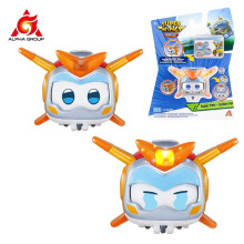 (orange) Super Wings Super Pet-Tino Pet Dinosaur with Sparkling Light Slide Face to Change Emotion Kid Stackable Toy Christmas Gift
