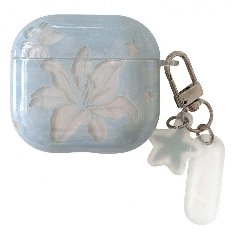 Tpu Case For Apple Airpods Pro 3 Lily Flower Pattern Protective Cover With Metal - 6914296683479