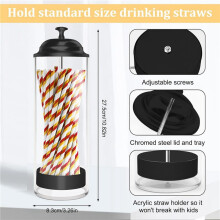 5X Support de Paille pour Pailles de Taille Standard, Distributeur de Paille en Plastique pour Comptoir avec Couvercle