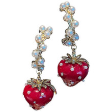 1 Pair Strawberry Pearl Dangle Earring Women Strawberry Earrings Girl Earrings Jewelry