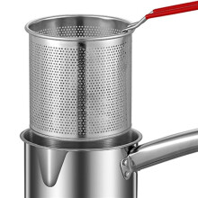 2X Deep Fryer Pot,Small Fryer Pot,Multipurpose Stainless Steel Baskets, Wear-Resistant Pan,Deep Fryer