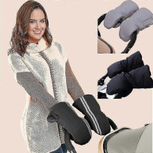 (black) Winter Warm Stroller Gloves Waterproof Gloves Pram Accessory Stroller Mitten Winter Warm Gloves Pram Hand Muff Mitten Baby