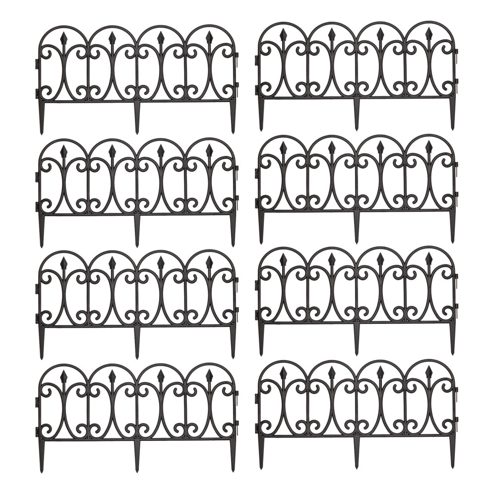 23Cm Set Of 8 Black Ornate Decorative Garden Border Edging 5056589109189