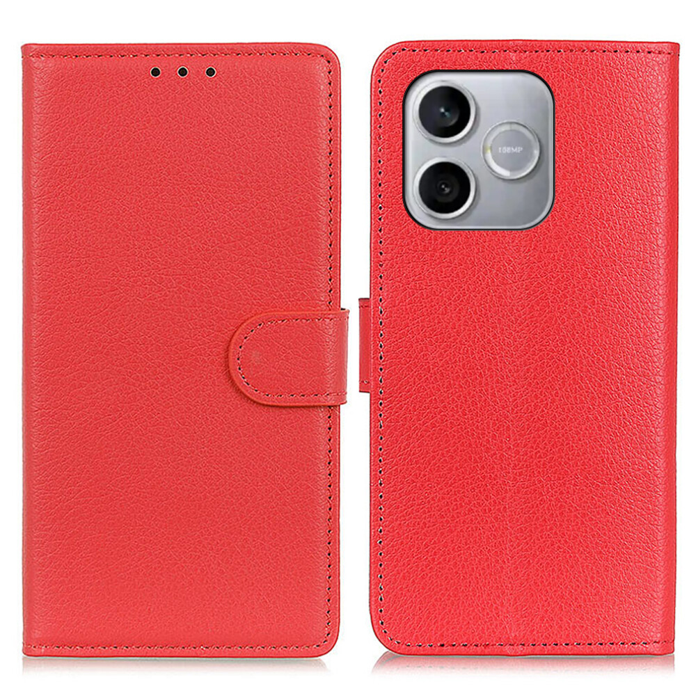 (Red) For Honor 600 Lite 5G Wallet Case Pu Leather Phone Cover Litchi Texture Red 6914299077862