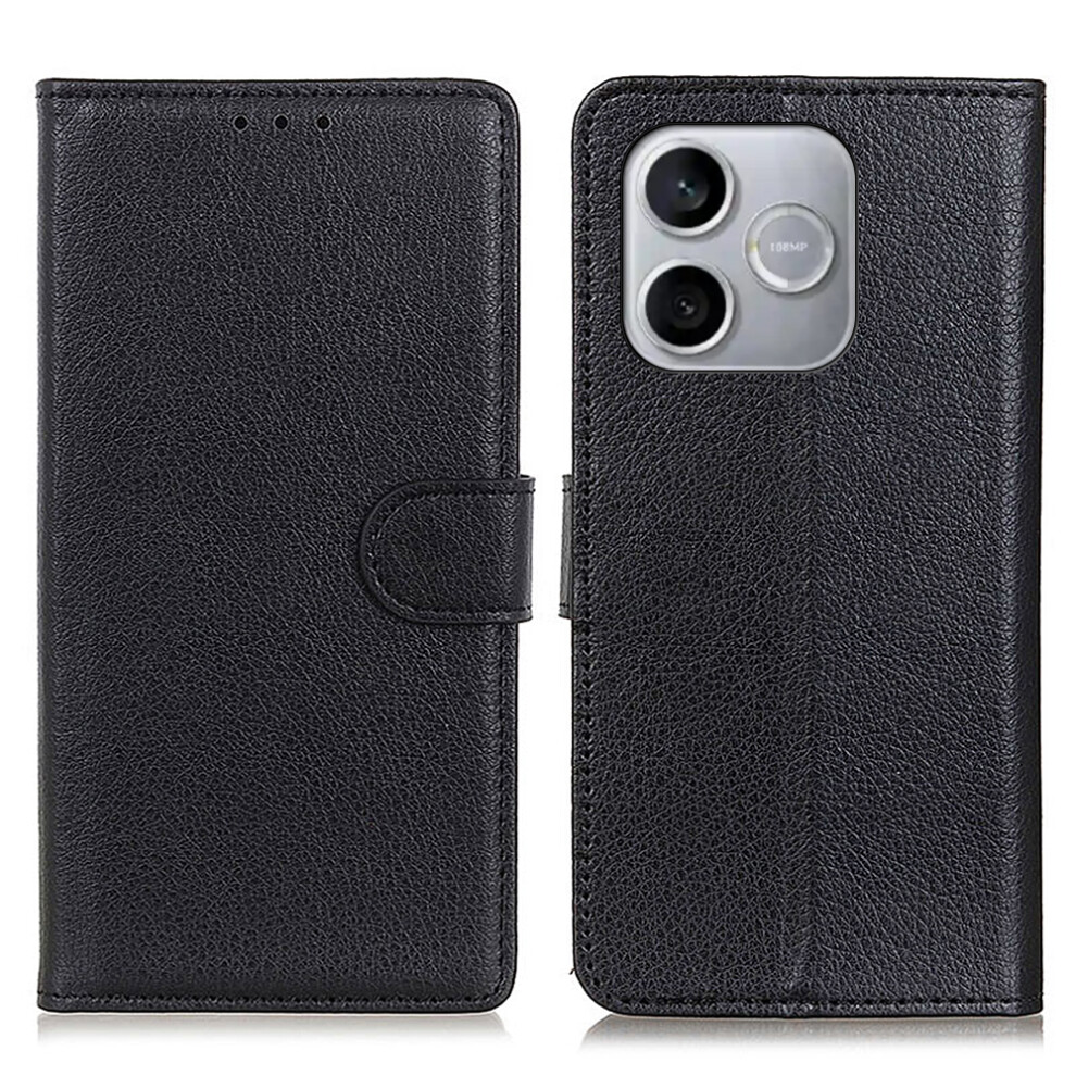 (Black) For Honor 600 Lite 5G Wallet Case Pu Leather Phone Cover Litchi Texture Black 6914297239781