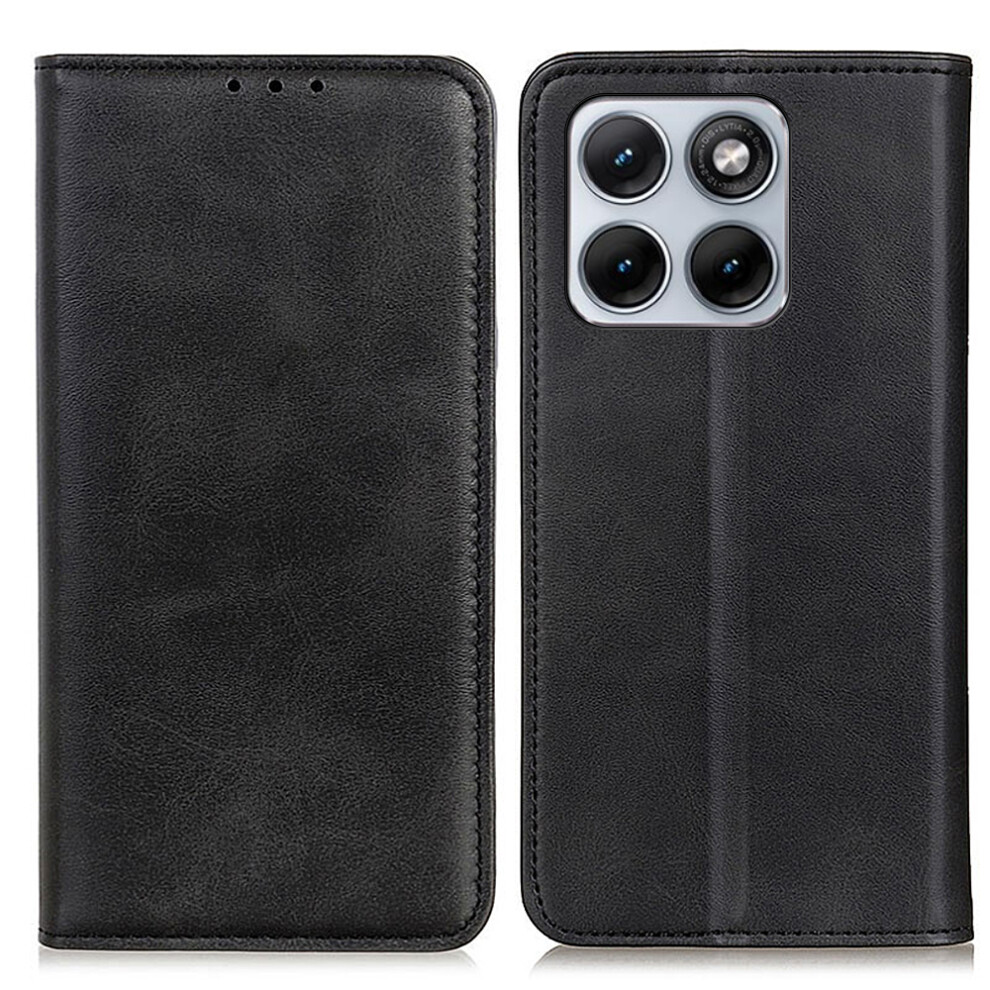 (Black) For Motorola Edge 70 Fusion+ 5G / Edge 70 Fusion 5G Case Cowhide Texture Split Leather Flip Wallet Phone Cover Black 6914296605341