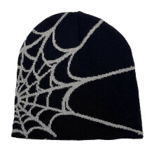 (Grey) Mens Women Spider Web Knitted Beanies Hat Unisex Winter Cuffed Hats Warm Beanie Cap zZ