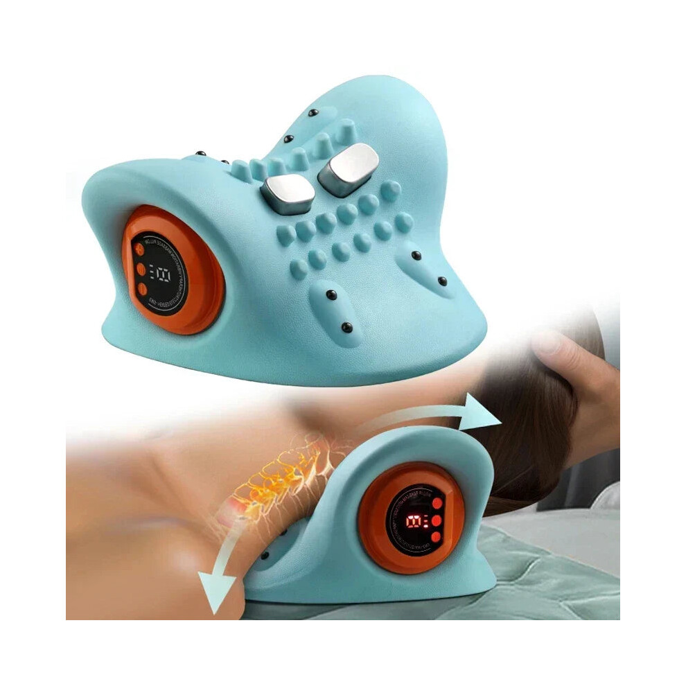 Greenzech Heated Electric Cervical Neck Massager Pillow With Acupoint Massage For Pain Relief And Neck Stretching