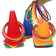 (6pcs) Children's Sports Toy Ring Throwing Game Outdoor Throwing Plastic Rings Parent-Child Interactive Competition Sensory Training Set